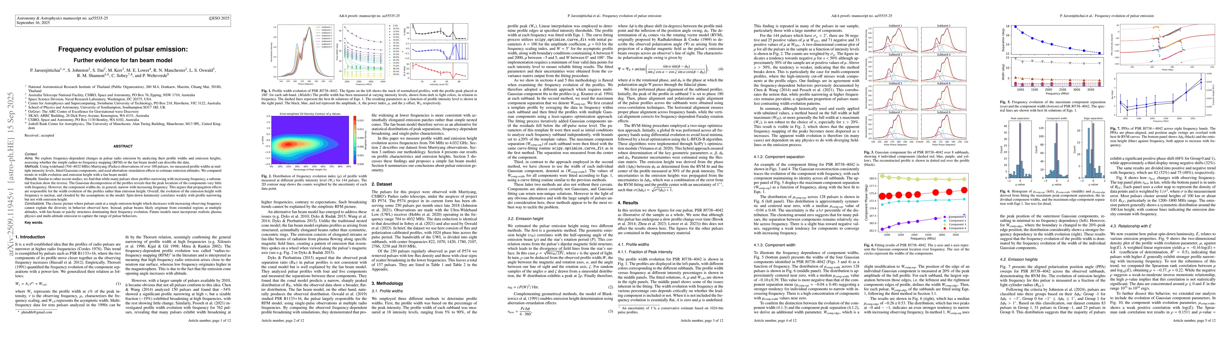 Thumbnail for Frequency evolution of pulsar emission: Further evidence for fan beam
  model