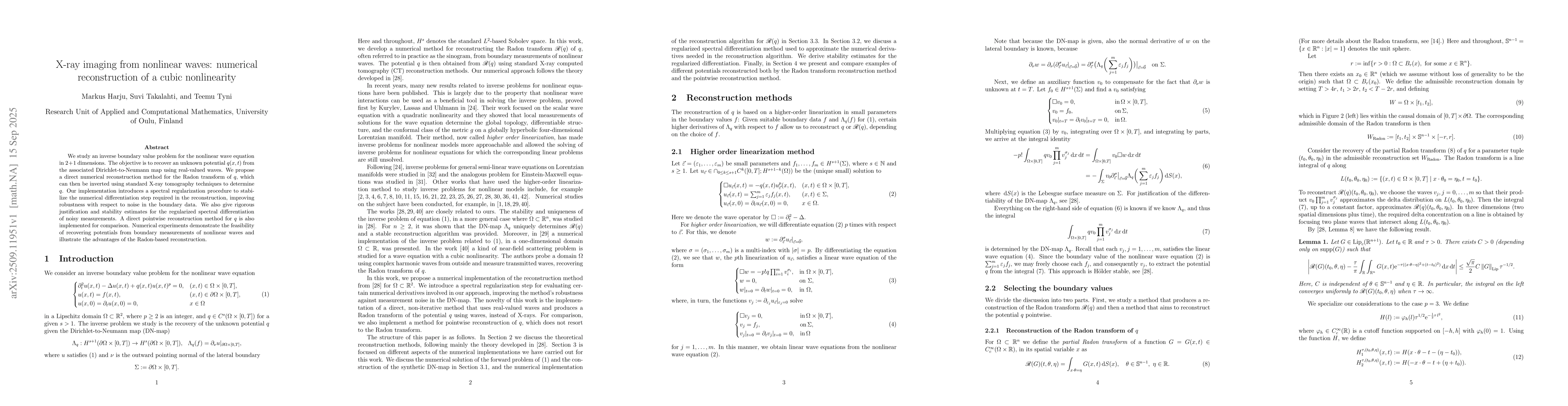 Thumbnail for X-ray imaging from nonlinear waves: numerical reconstruction of a cubic
  nonlinearity
