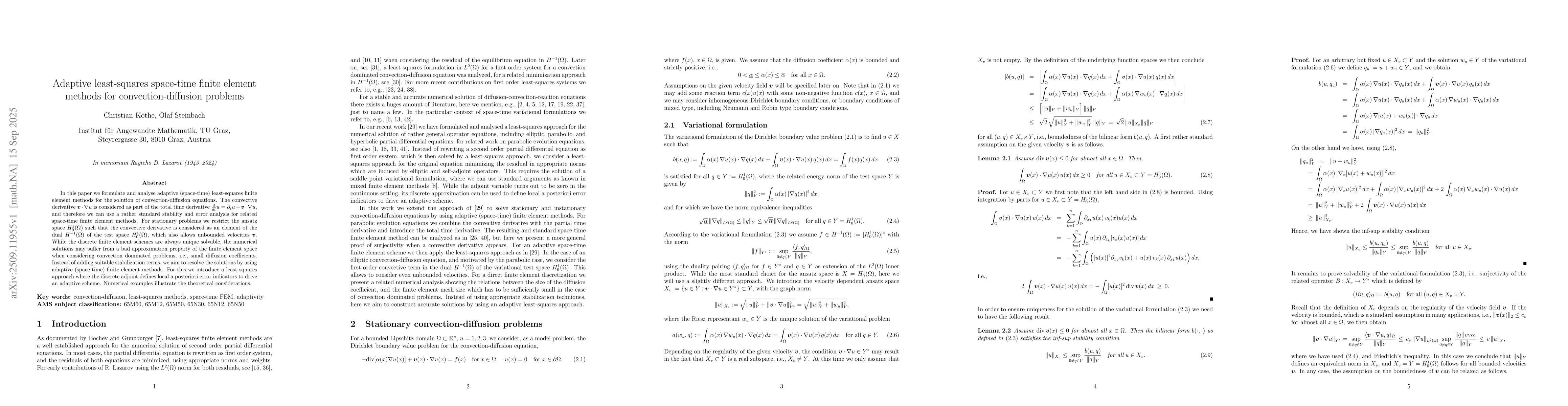 Thumbnail for Adaptive least-squares space-time finite element methods for
  convection-diffusion problems