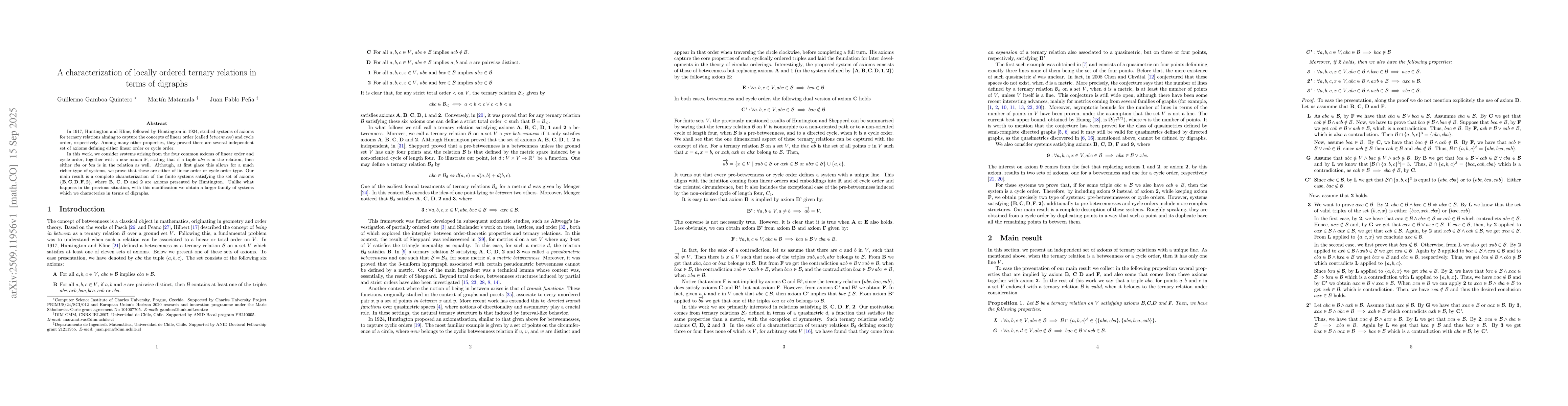 Thumbnail for A characterization of locally ordered ternary relations in terms of
  digraphs