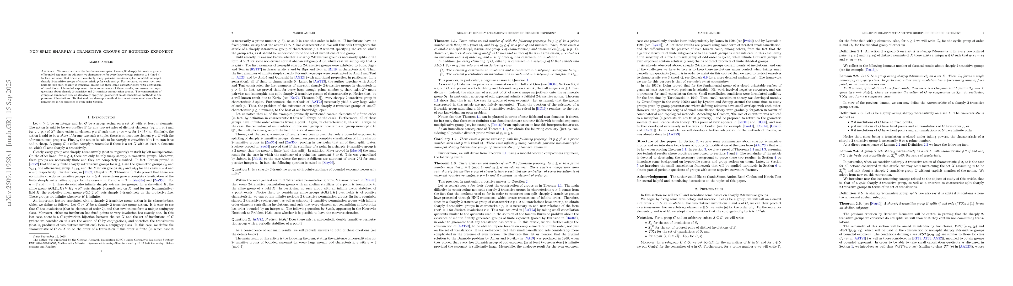 Thumbnail for Non-split sharply 2-transitive groups of bounded exponent