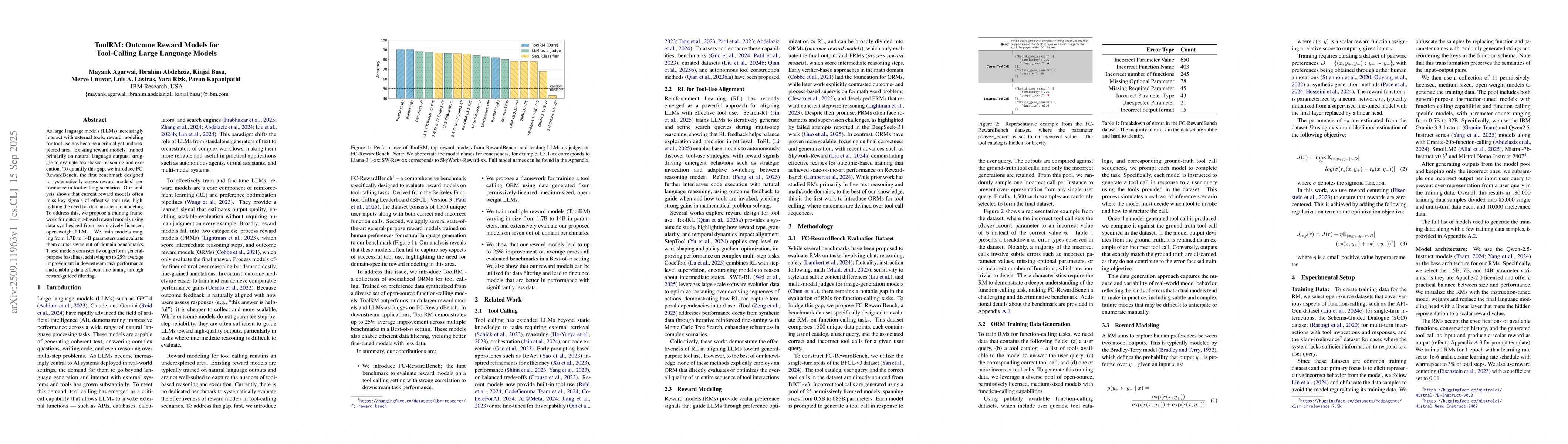 Thumbnail for ToolRM: Outcome Reward Models for Tool-Calling Large Language Models