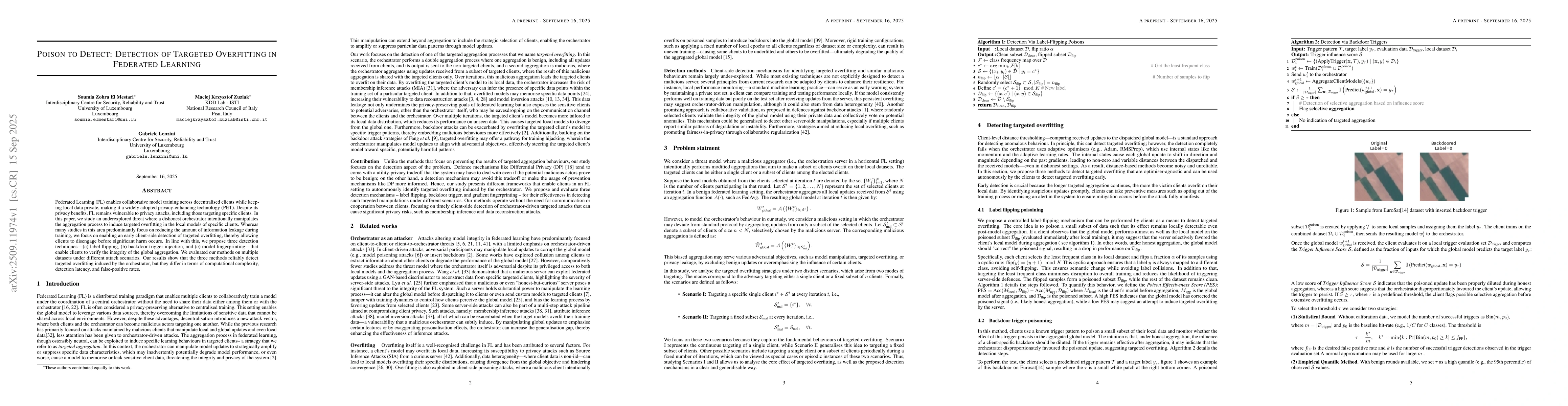 Thumbnail for Poison to Detect: Detection of Targeted Overfitting in Federated
  Learning