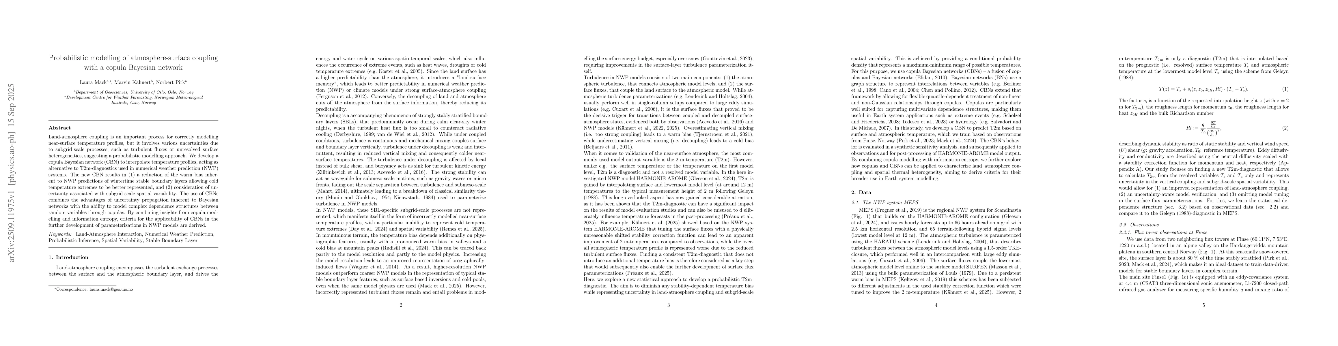 Thumbnail for Probabilistic modelling of atmosphere-surface coupling with a copula
  Bayesian network