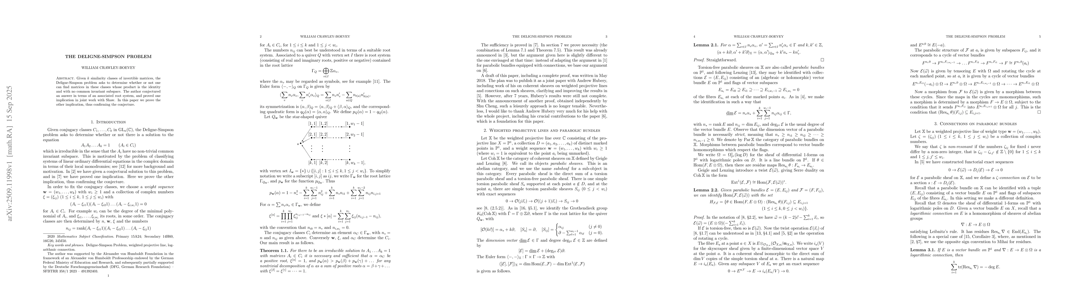 Thumbnail for The Deligne-Simpson Problem
