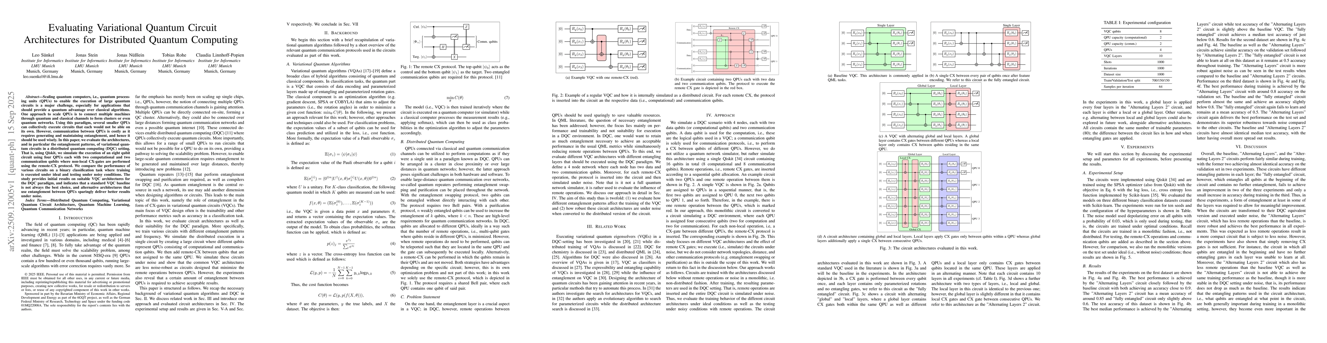 Thumbnail for Evaluating Variational Quantum Circuit Architectures for Distributed
  Quantum Computing