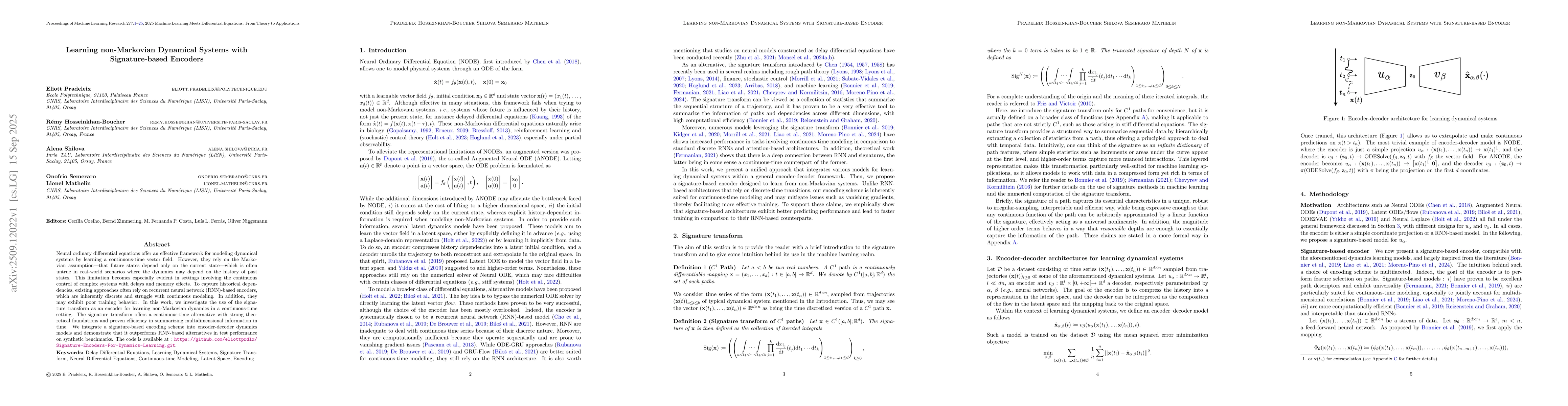 Thumbnail for Learning non-Markovian Dynamical Systems with Signature-based Encoders