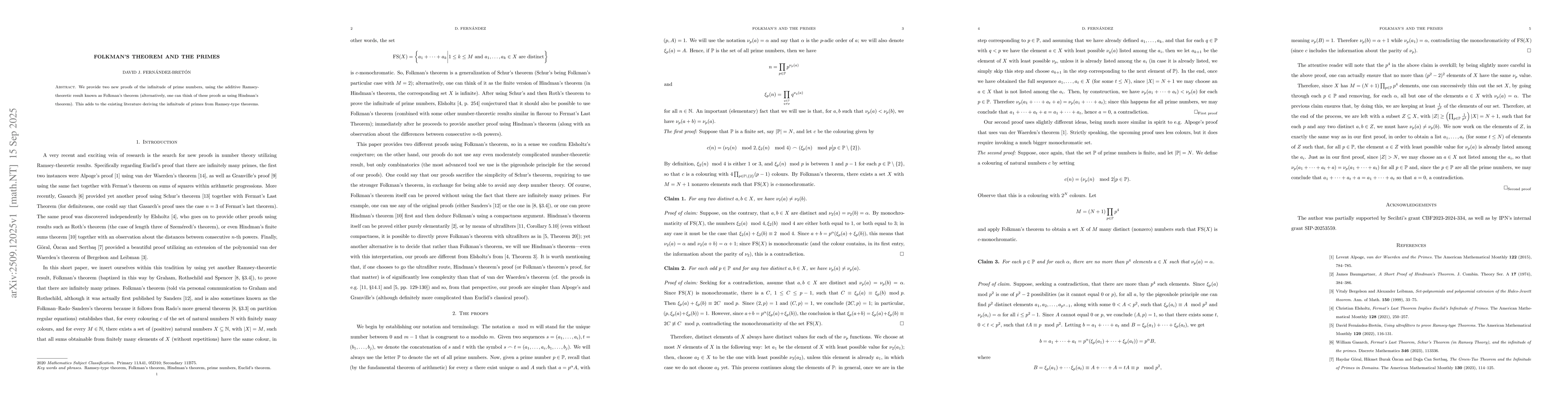 Thumbnail for Folkman's theorem and the primes