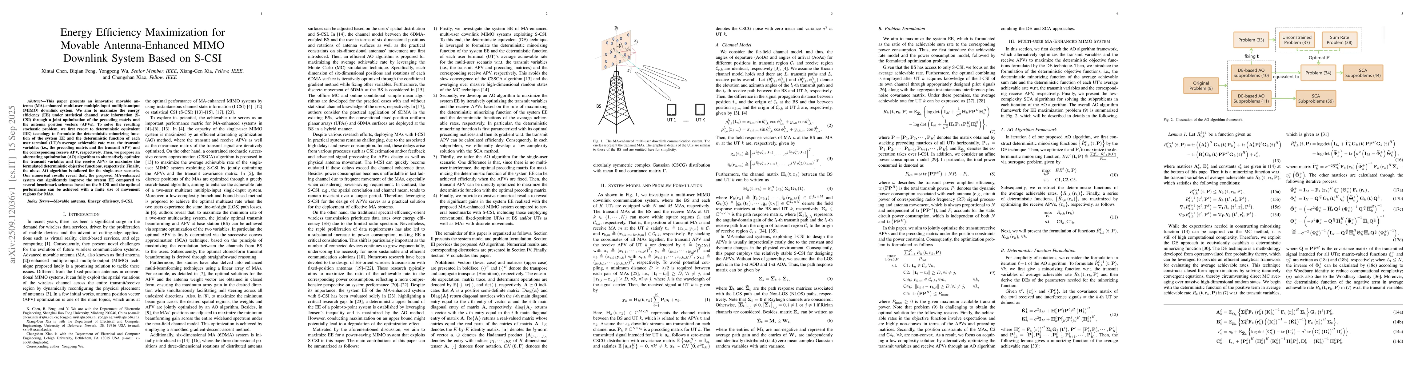 Thumbnail for Energy Efficiency Maximization for Movable Antenna-Enhanced MIMO
  Downlink System Based on S-CSI