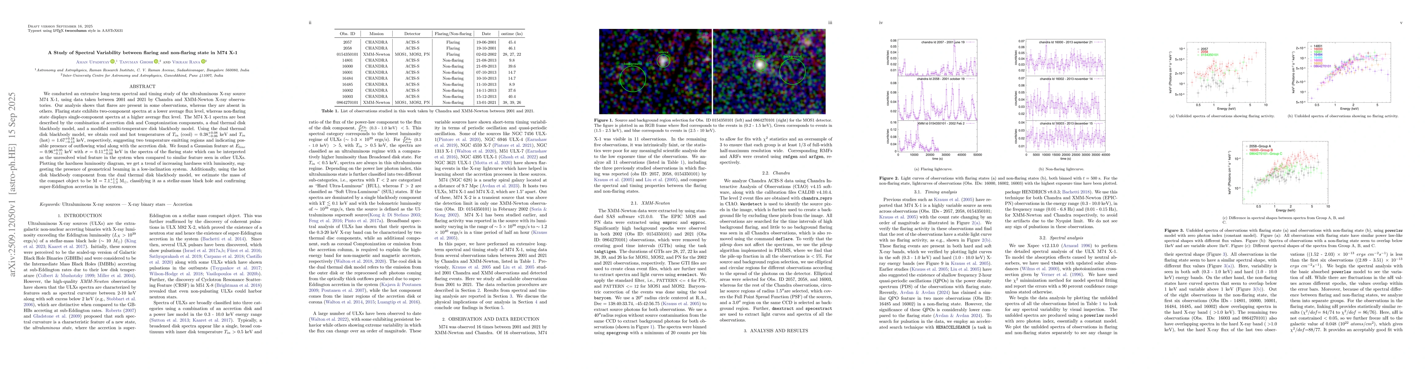 Thumbnail for A Study of Spectral Variability between flaring and non-flaring state in
  M74 X-1