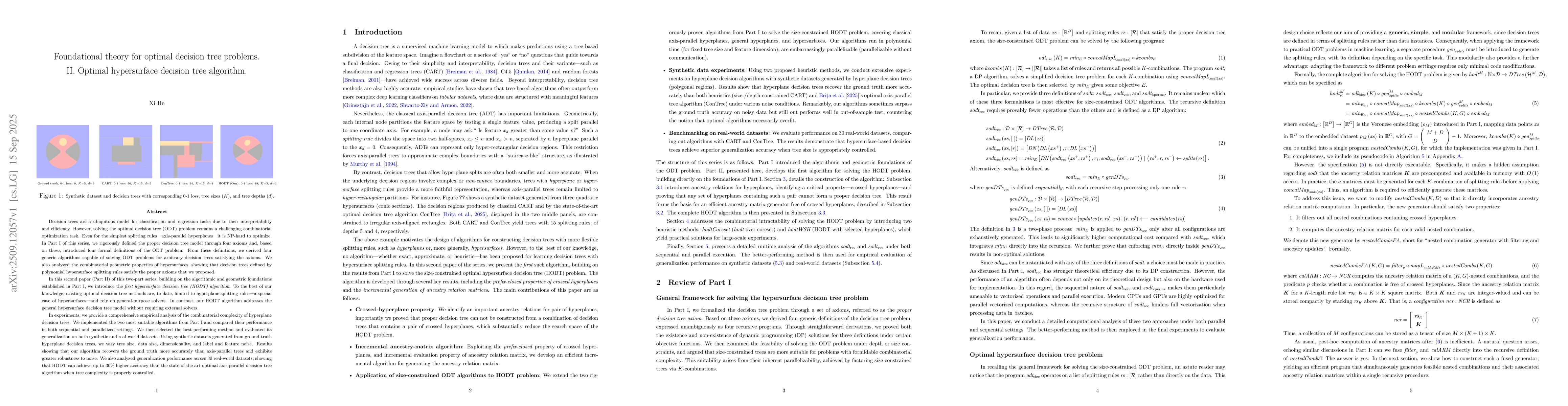 Thumbnail for Foundational theory for optimal decision tree problems. II. Optimal
  hypersurface decision tree algorithm