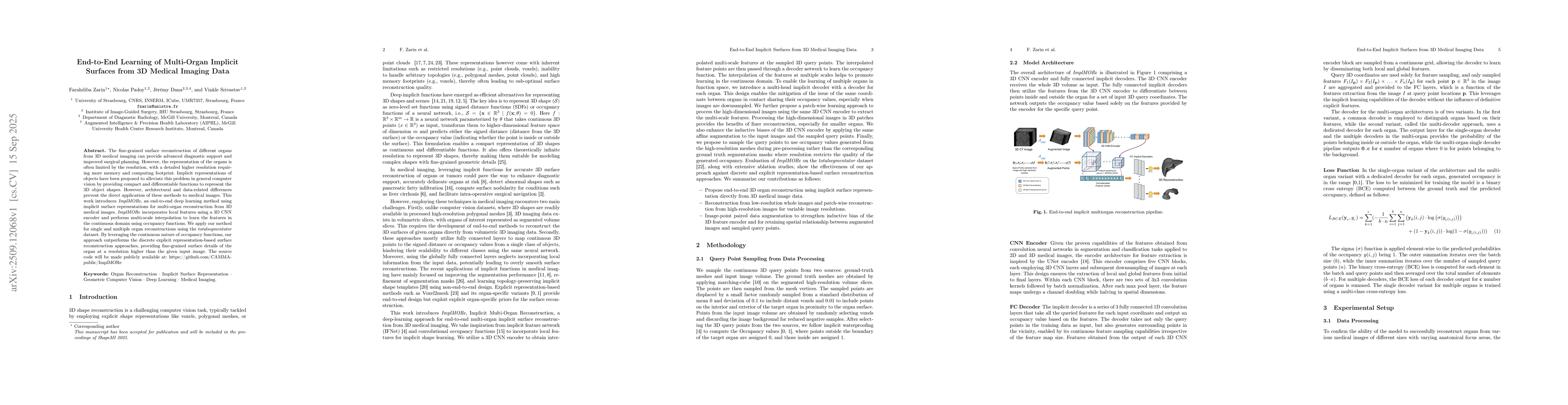 Thumbnail for End-to-End Learning of Multi-Organ Implicit Surfaces from 3D Medical
  Imaging Data