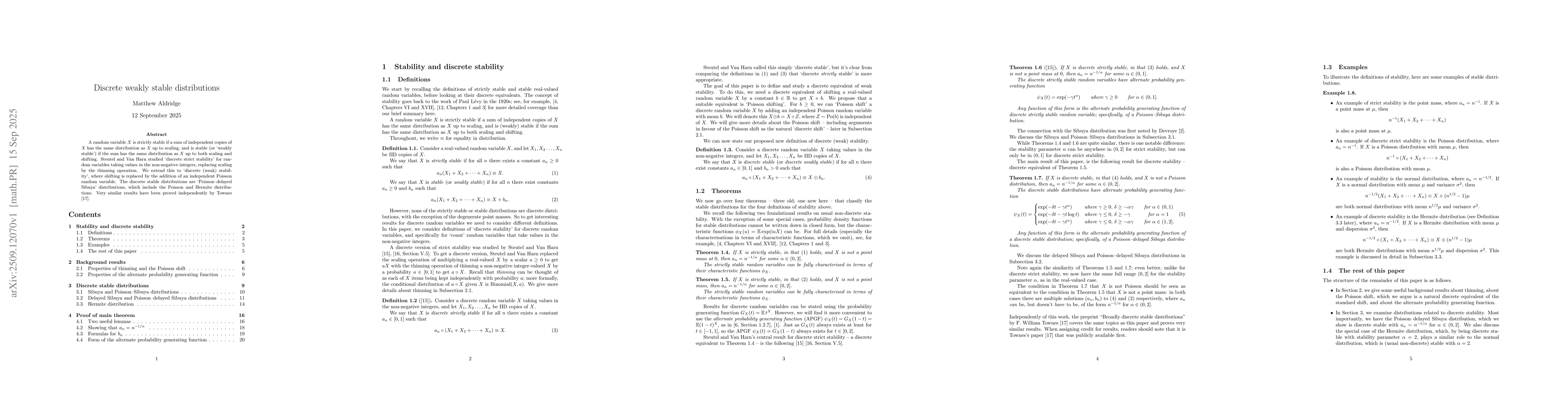 Thumbnail for Discrete weakly stable distributions