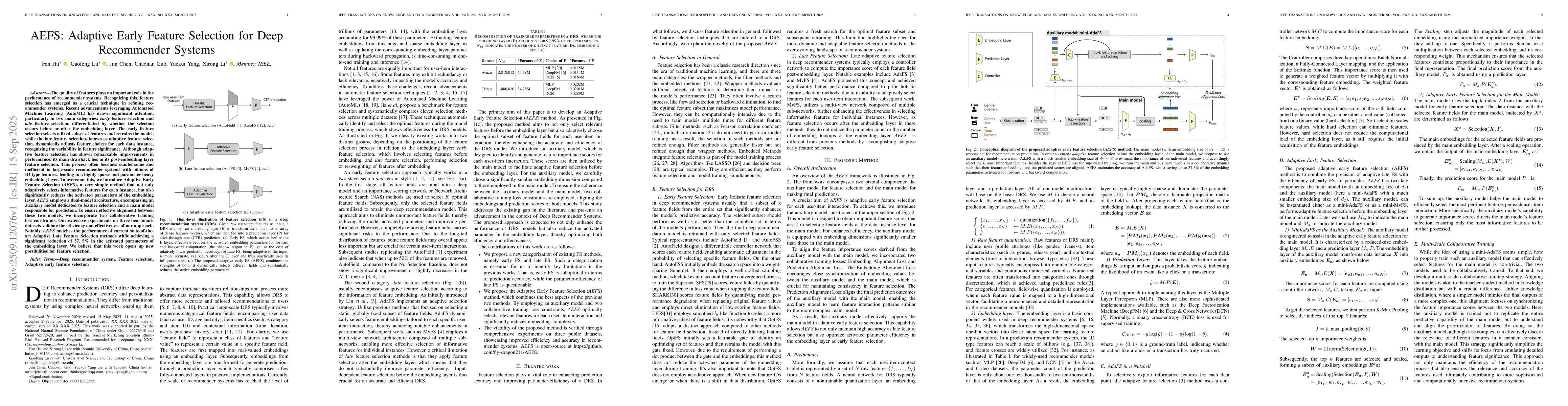 Thumbnail for AEFS: Adaptive Early Feature Selection for Deep Recommender Systems