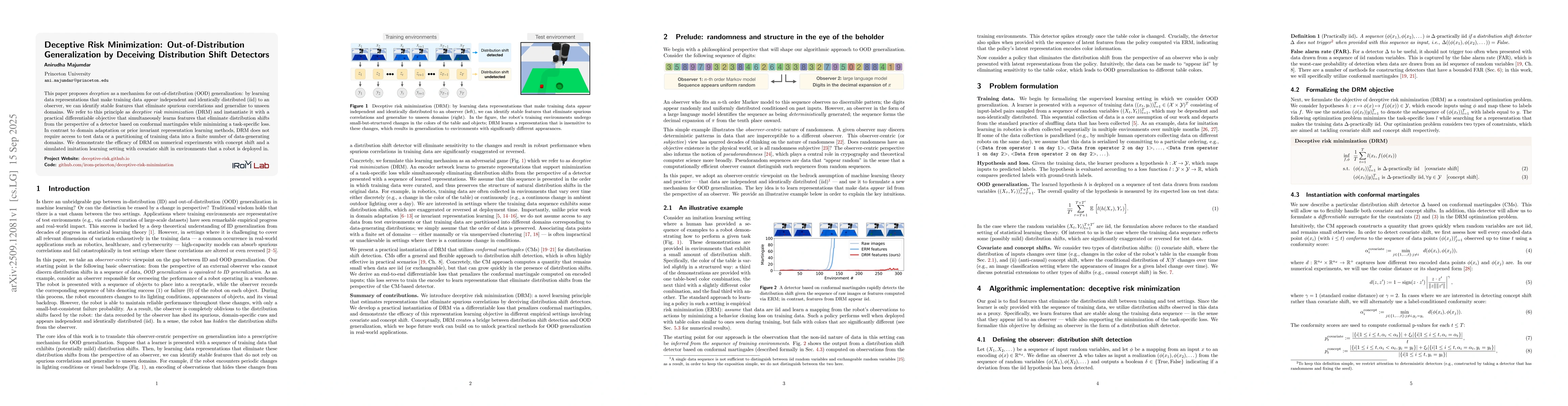 Thumbnail for Deceptive Risk Minimization: Out-of-Distribution Generalization by
  Deceiving Distribution Shift Detectors