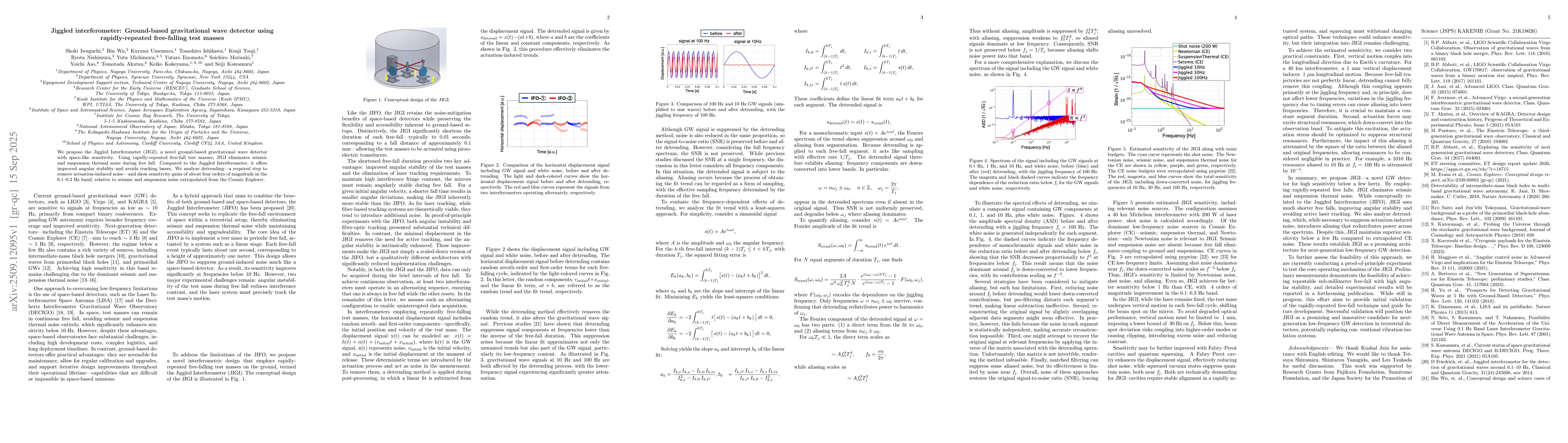 Thumbnail for Jiggled interferometer: Ground-based gravitational wave detector using
  rapidly-repeated free-falling test masses