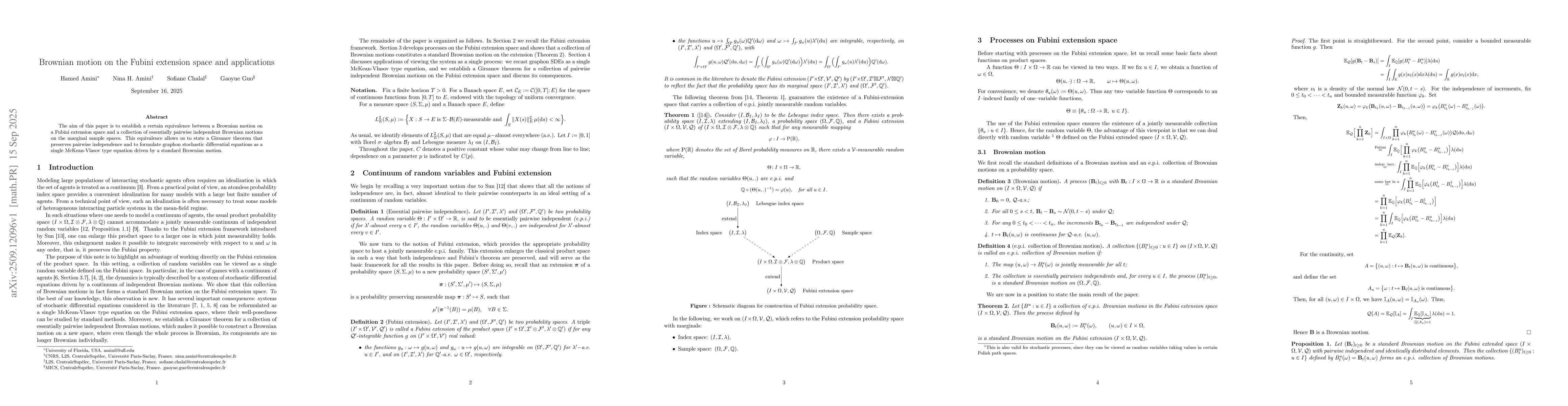 Thumbnail for Brownian motion on the Fubini extension space and applications