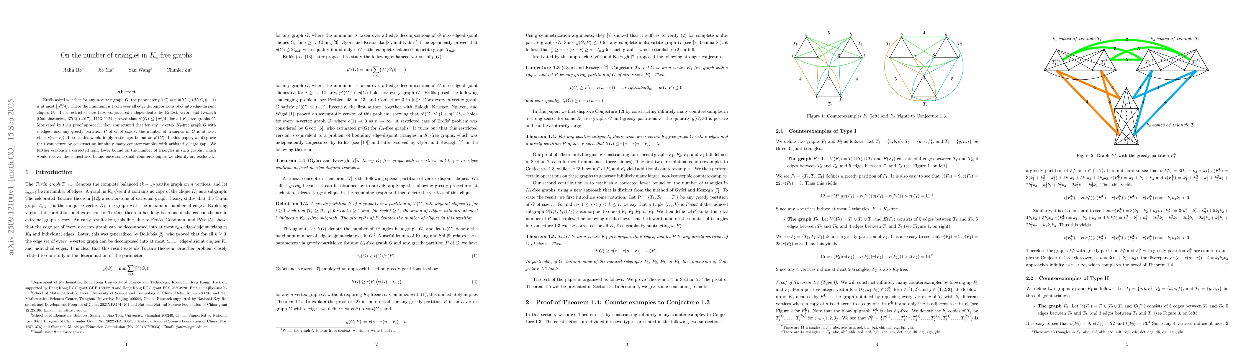 Thumbnail for On the number of triangles in $K_4$-free graphs