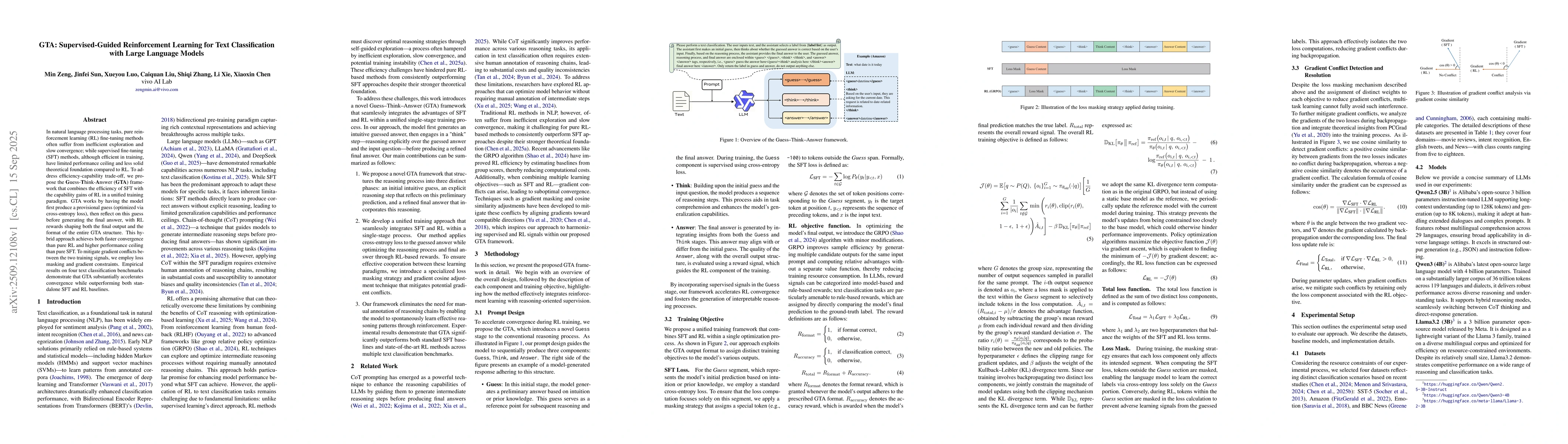 Thumbnail for GTA: Supervised-Guided Reinforcement Learning for Text Classification
  with Large Language Models