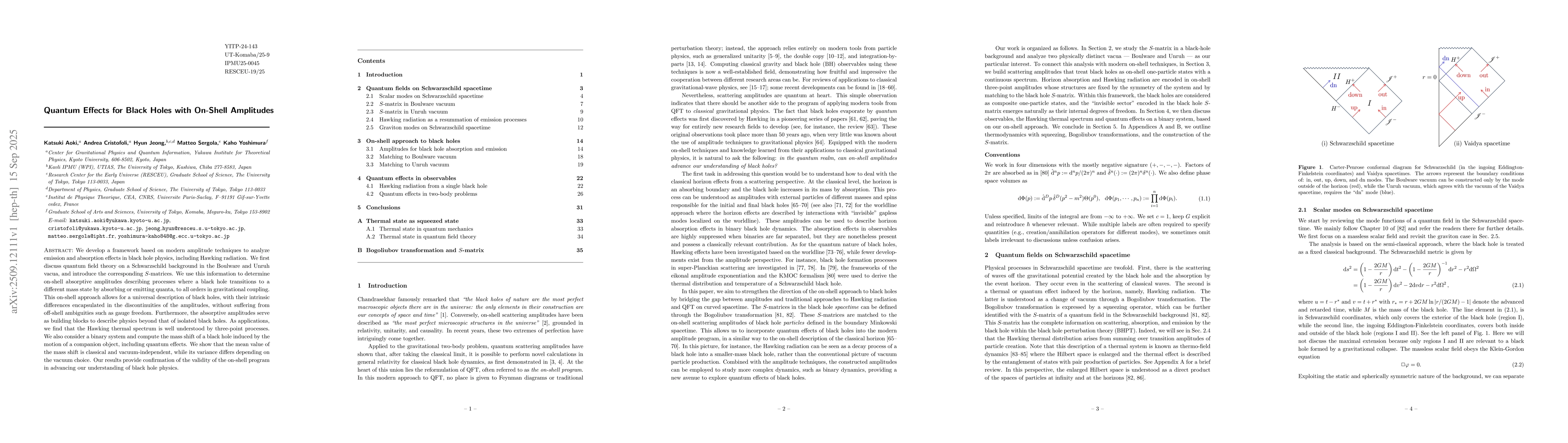 Thumbnail for Quantum Effects for Black Holes with On-Shell Amplitudes