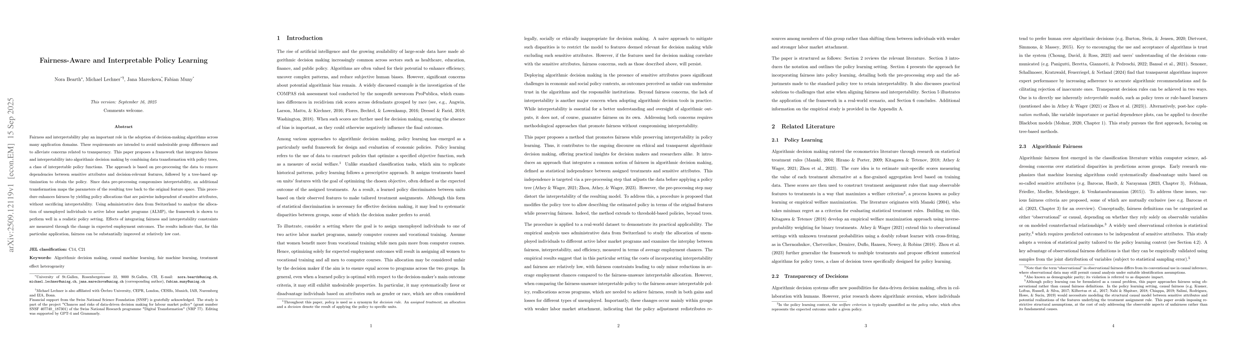Thumbnail for Fairness-Aware and Interpretable Policy Learning
