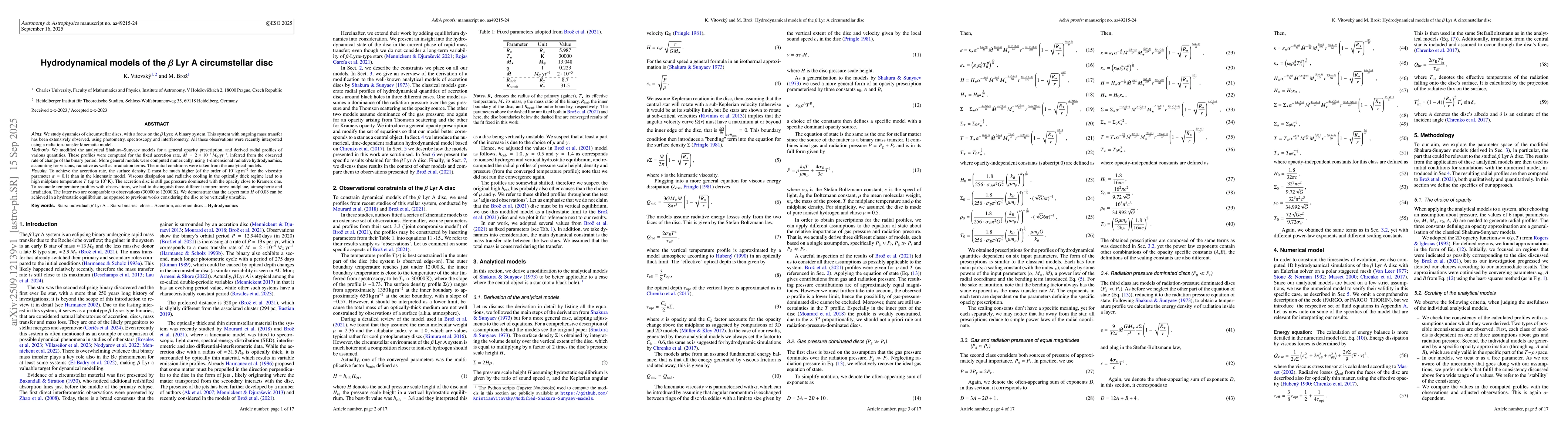 Thumbnail for Hydrodynamical models of the $β$ Lyr A circumstellar disc