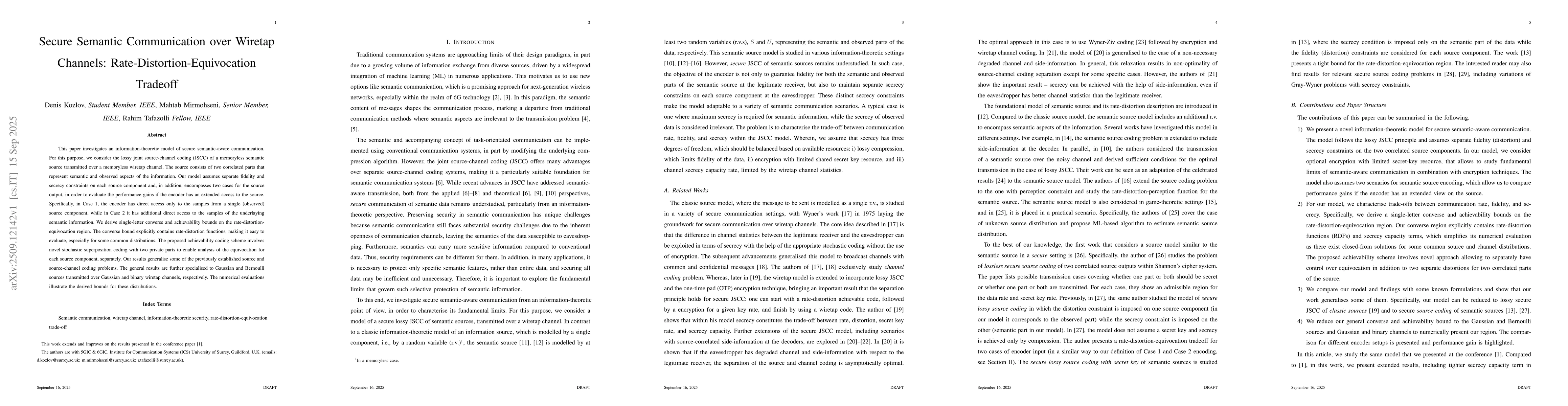 Thumbnail for Secure Semantic Communication over Wiretap Channels:
  Rate-Distortion-Equivocation Tradeoff