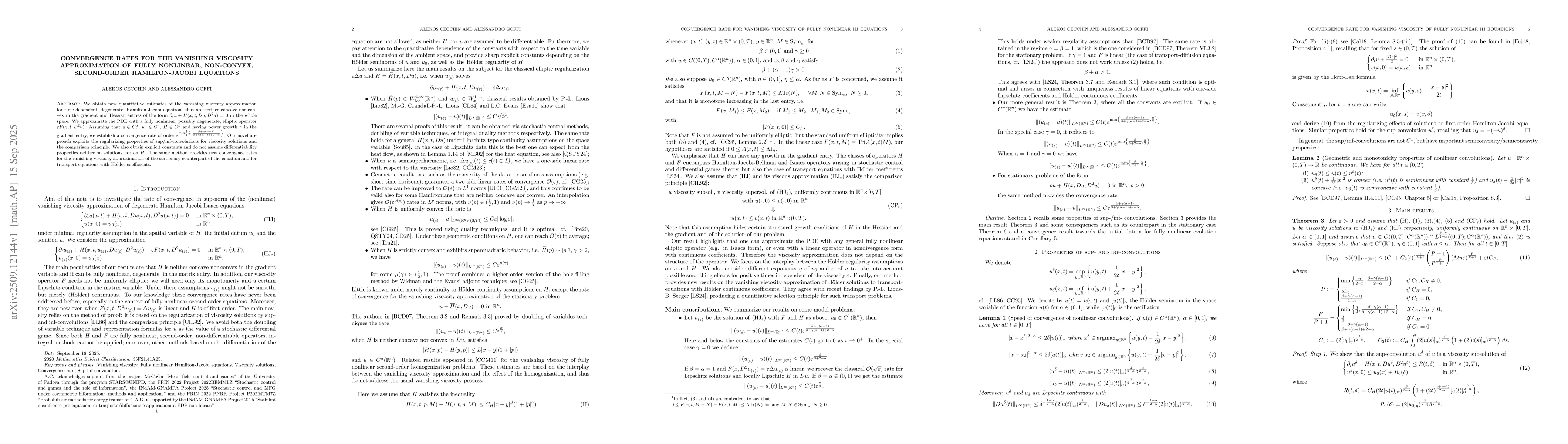 Thumbnail for Convergence rates for the vanishing viscosity approximation of fully
  nonlinear, non-convex, second-order Hamilton-Jacobi equations