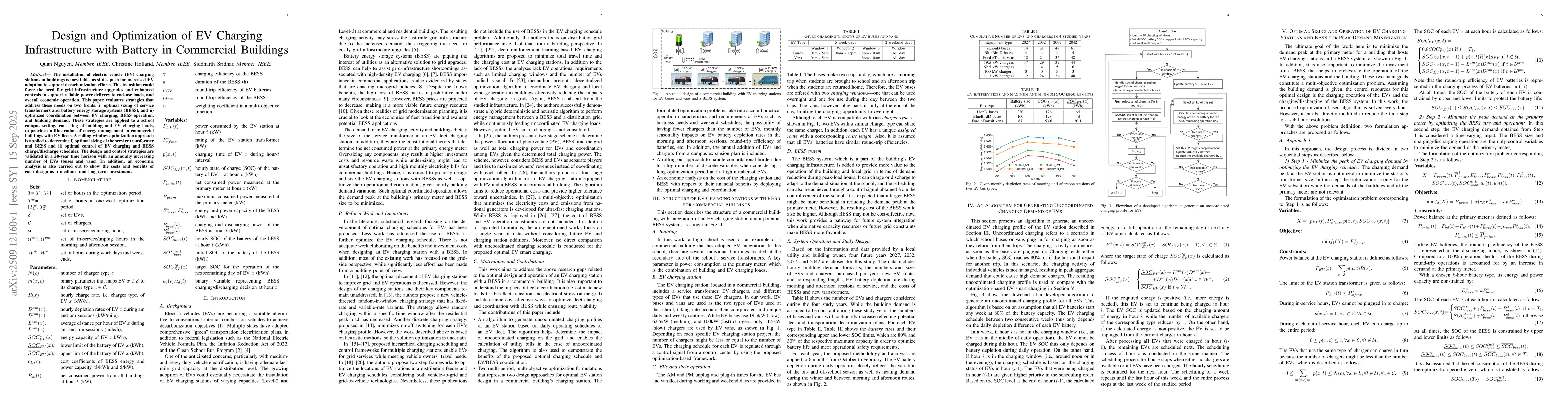 Thumbnail for Design and Optimization of EV Charging Infrastructure with Battery in
  Commercial Buildings