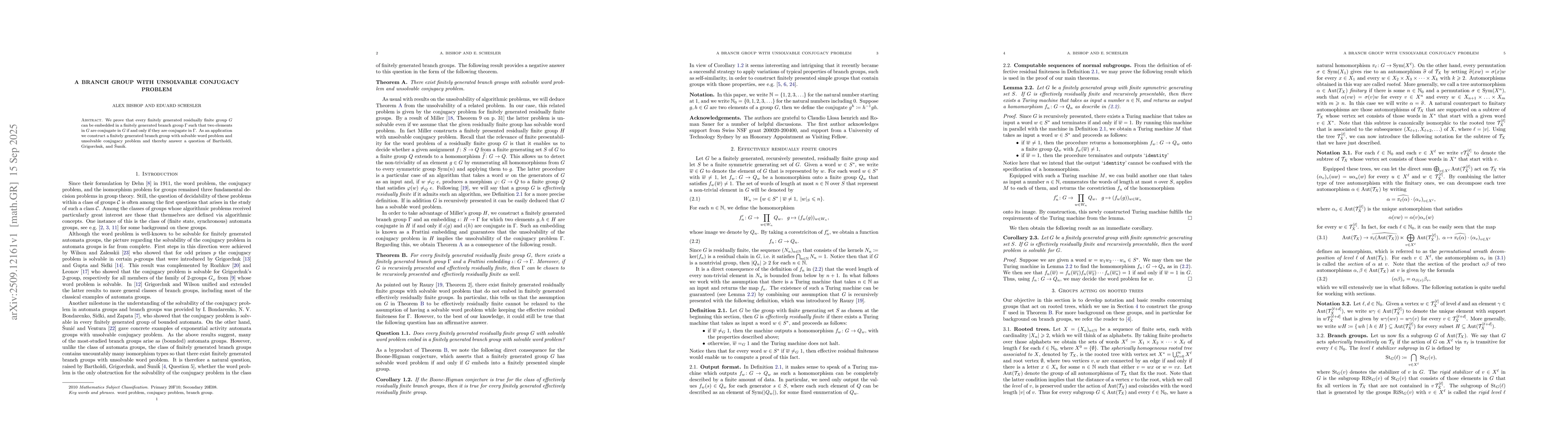 Thumbnail for A branch group with unsolvable conjugacy problem