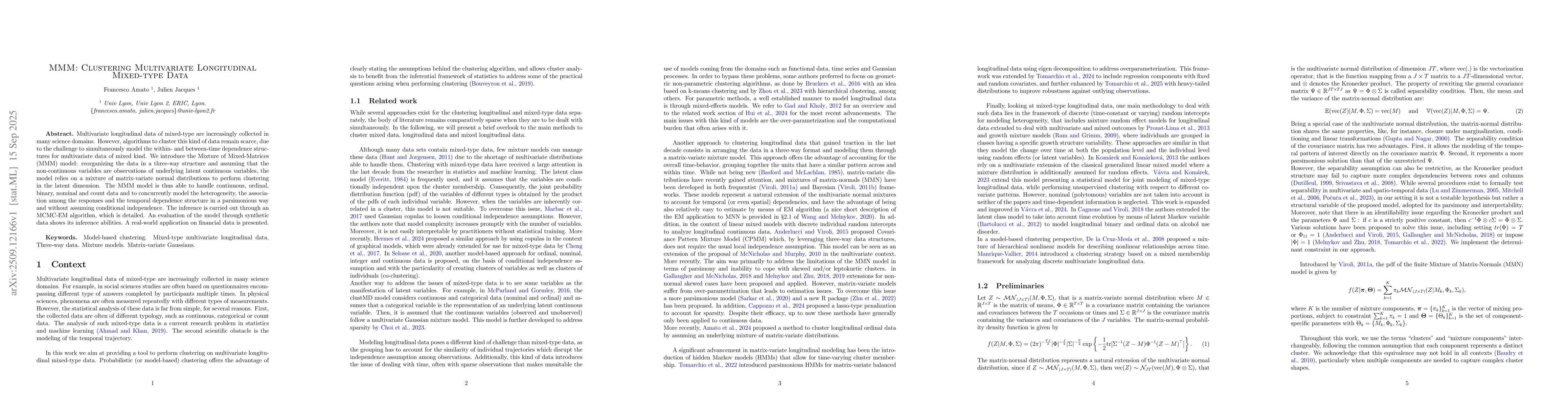 Thumbnail for MMM: Clustering Multivariate Longitudinal Mixed-type Data