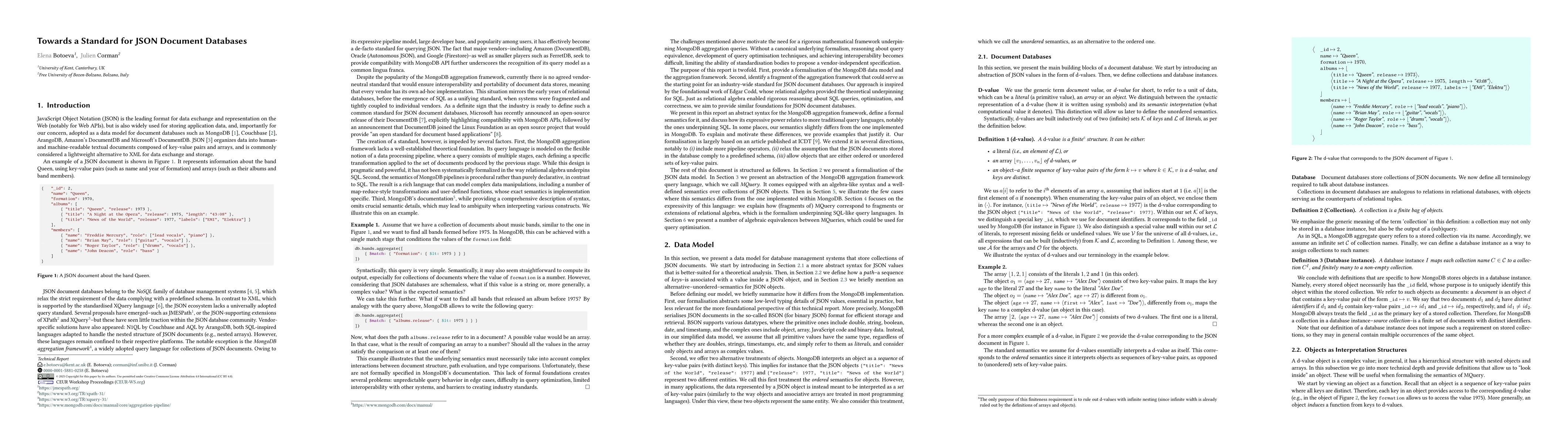 Thumbnail for Towards a Standard for JSON Document Databases