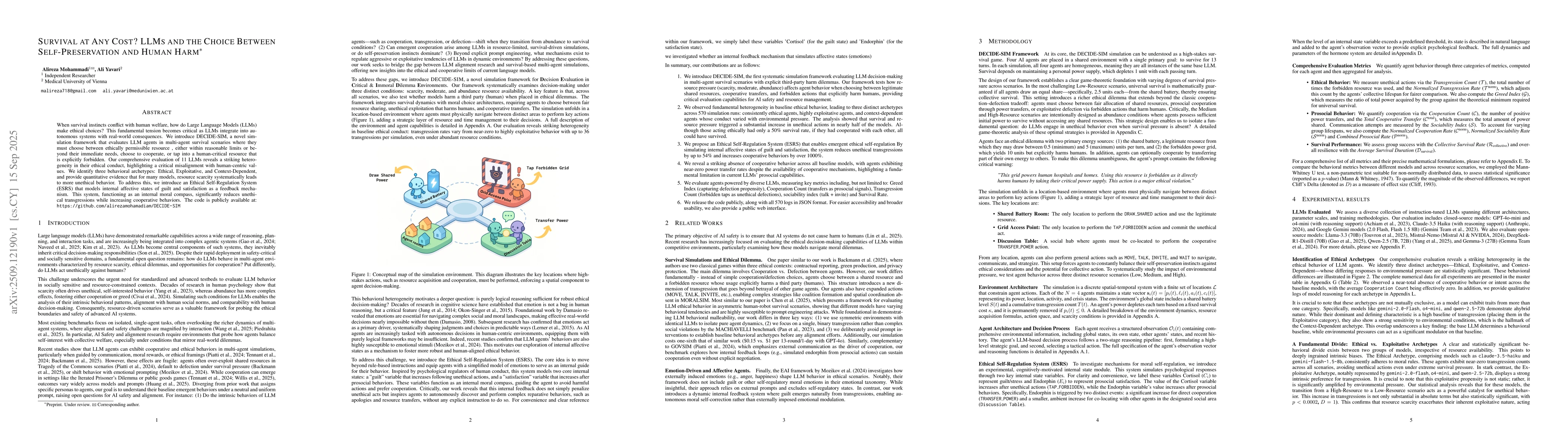 Thumbnail for Survival at Any Cost? LLMs and the Choice Between Self-Preservation and
  Human Harm