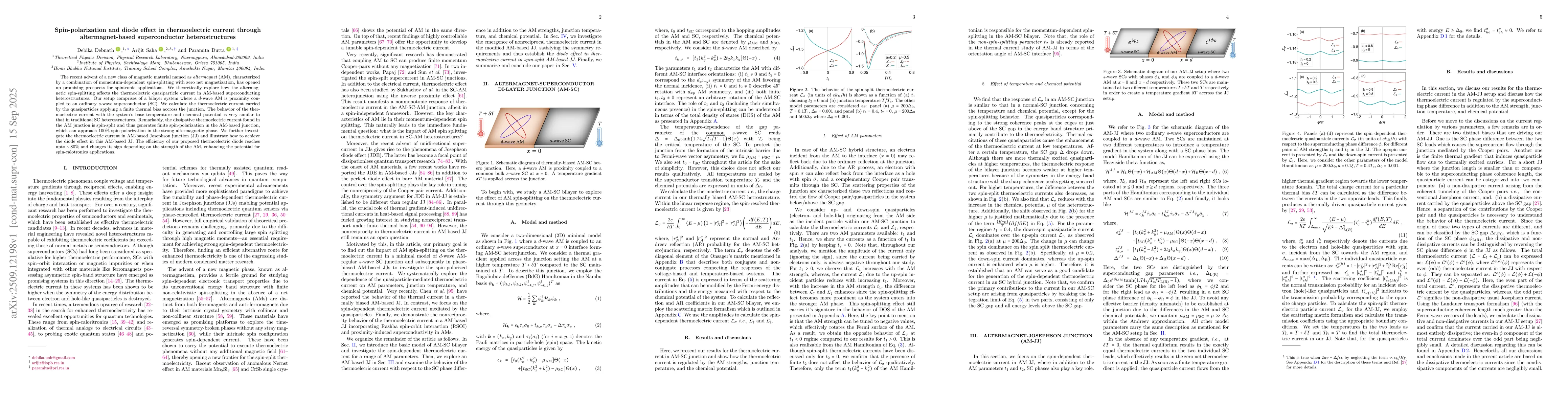 Thumbnail for Spin-polarization and diode effect in thermoelectric current through
  altermagnet-based superconductor heterostructures