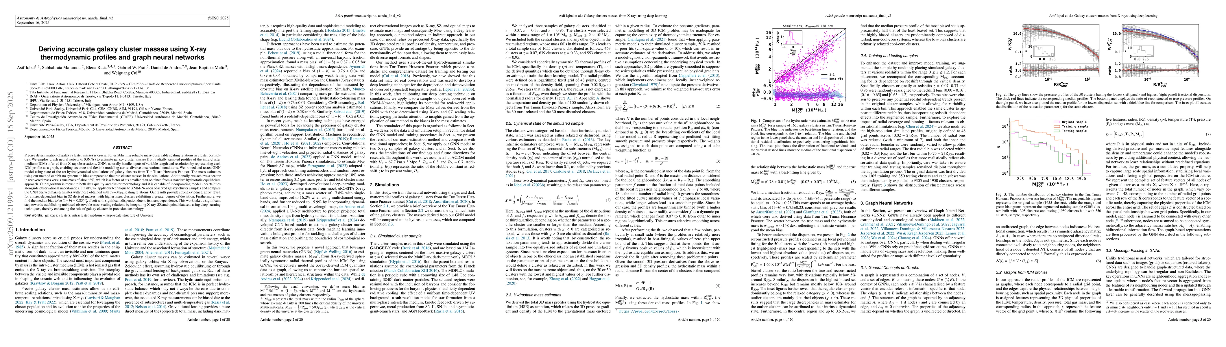 Thumbnail for Deriving accurate galaxy cluster masses using X-ray thermodynamic
  profiles and graph neural networks