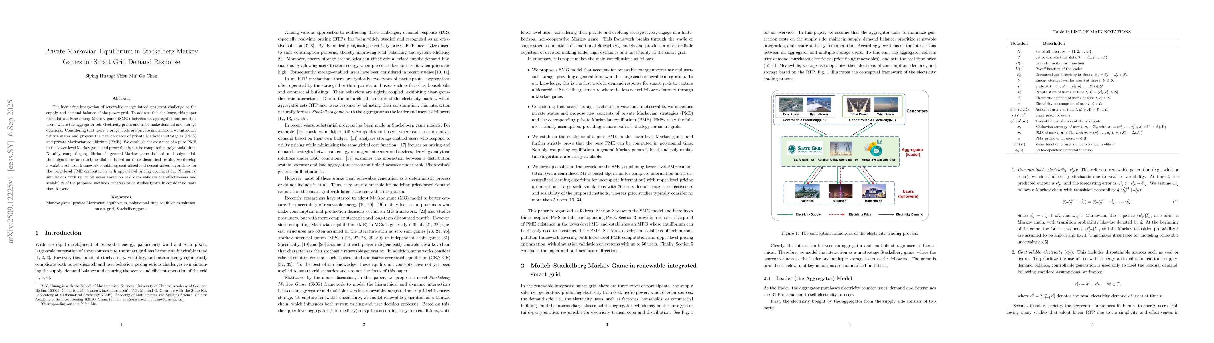 Thumbnail for Private Markovian Equilibrium in Stackelberg Markov Games for Smart Grid
  Demand Response