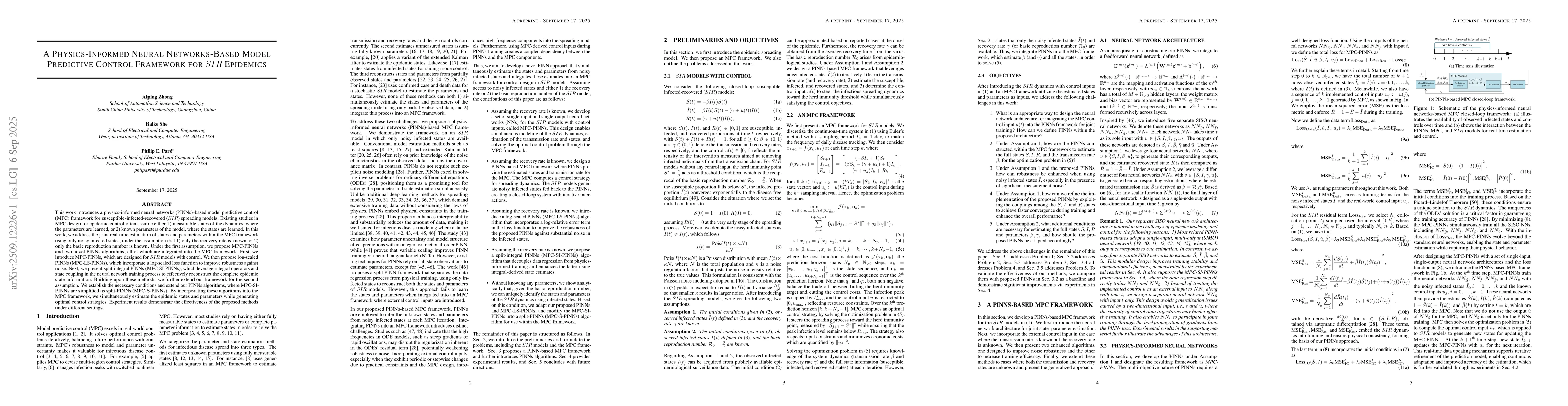 Thumbnail for A Physics-Informed Neural Networks-Based Model Predictive Control
  Framework for $SIR$ Epidemics