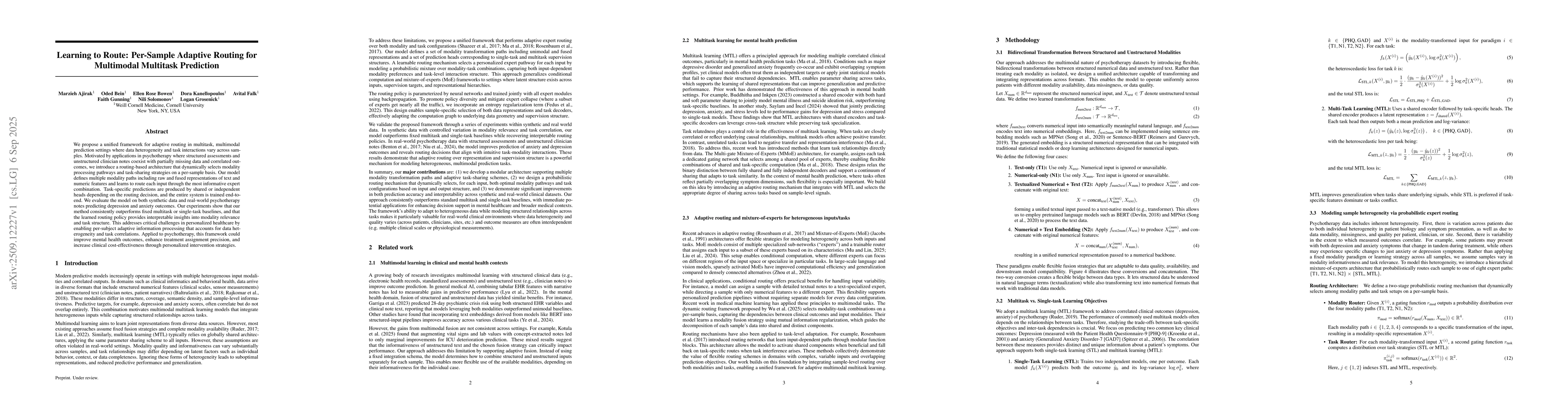 Thumbnail for Learning to Route: Per-Sample Adaptive Routing for Multimodal Multitask
  Prediction