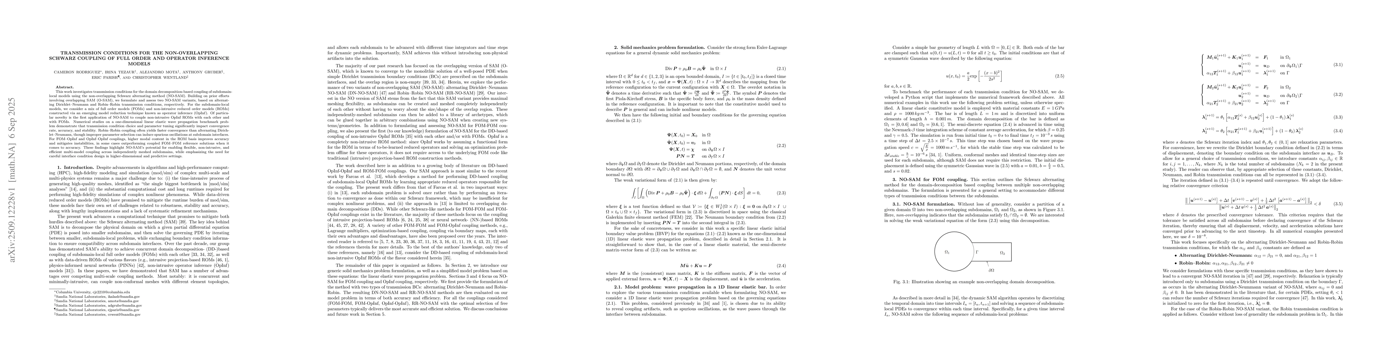 Thumbnail for Transmission Conditions for the Non-Overlapping Schwarz Coupling of Full
  Order and Operator Inference Models