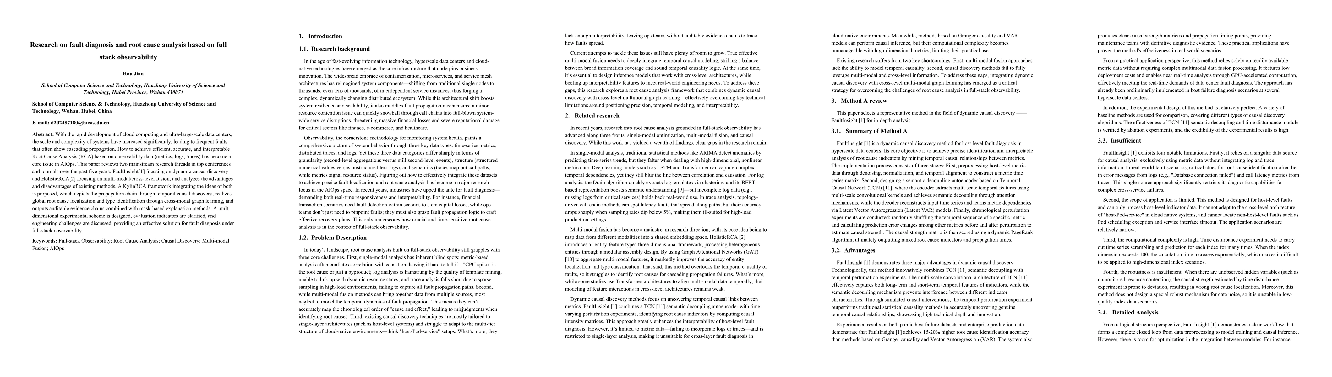 Thumbnail for Research on fault diagnosis and root cause analysis based on full stack
  observability