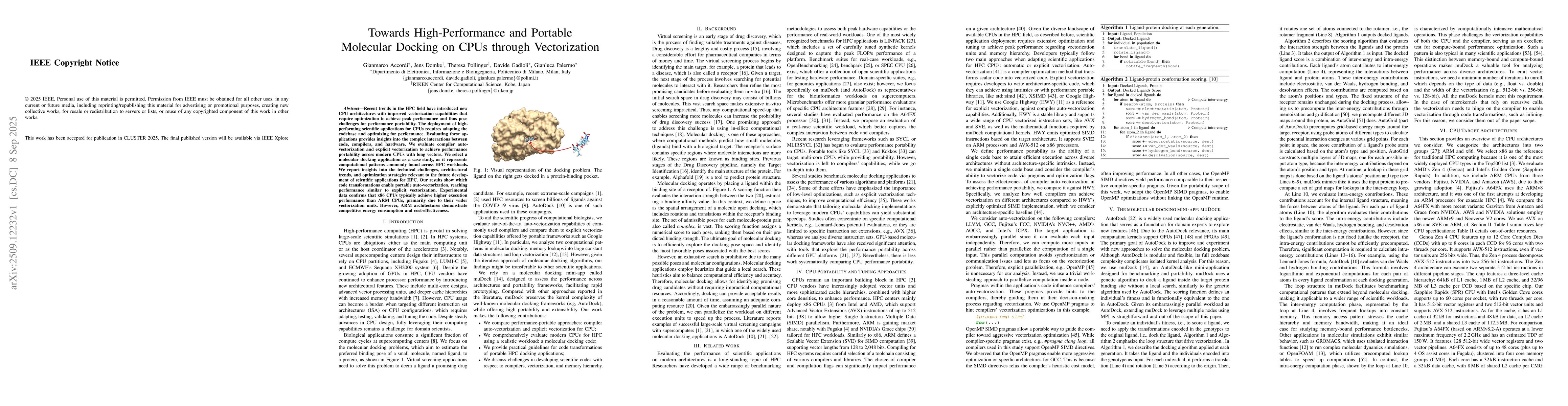 Thumbnail for Towards High-Performance and Portable Molecular Docking on CPUs through
  Vectorization