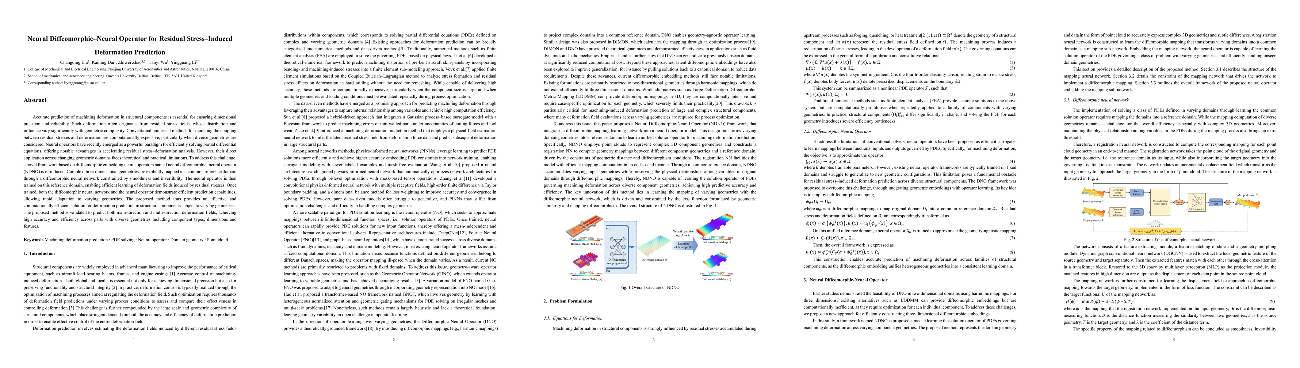 Thumbnail for Neural Diffeomorphic-Neural Operator for Residual Stress-Induced
  Deformation Prediction