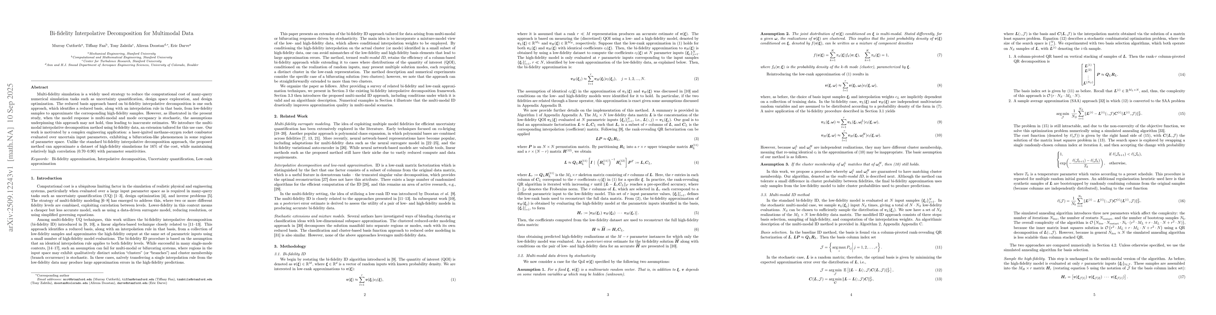 Thumbnail for Bi-fidelity Interpolative Decomposition for Multimodal Data