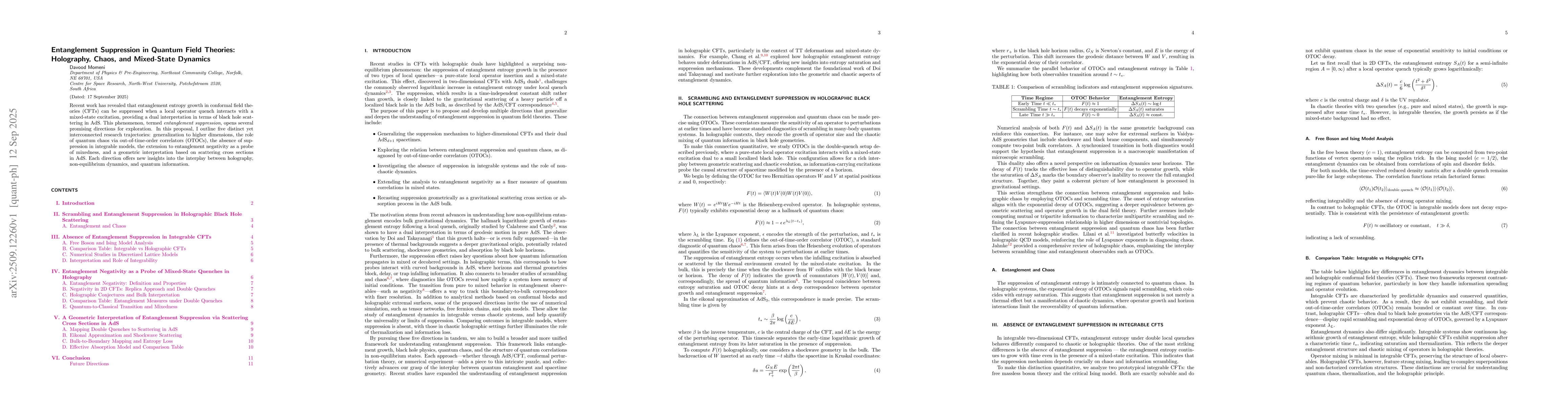 Thumbnail for Entanglement Suppression in Quantum Field Theories: Holography, Chaos,
  and Mixed-State Dynamics