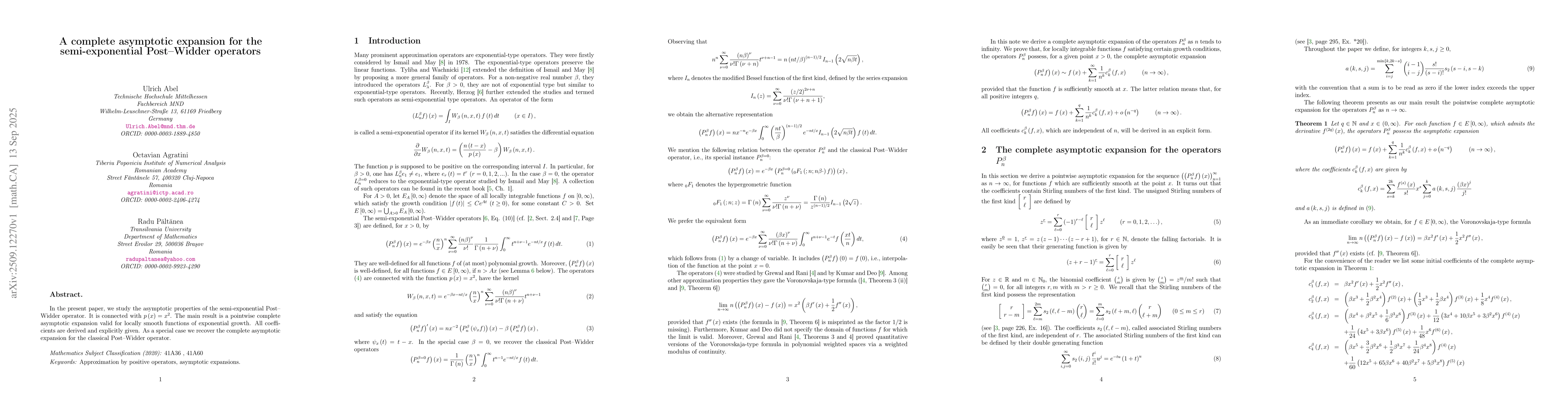Thumbnail for A complete asymptotic expansion for the semi-exponential Post-Widder
  operators