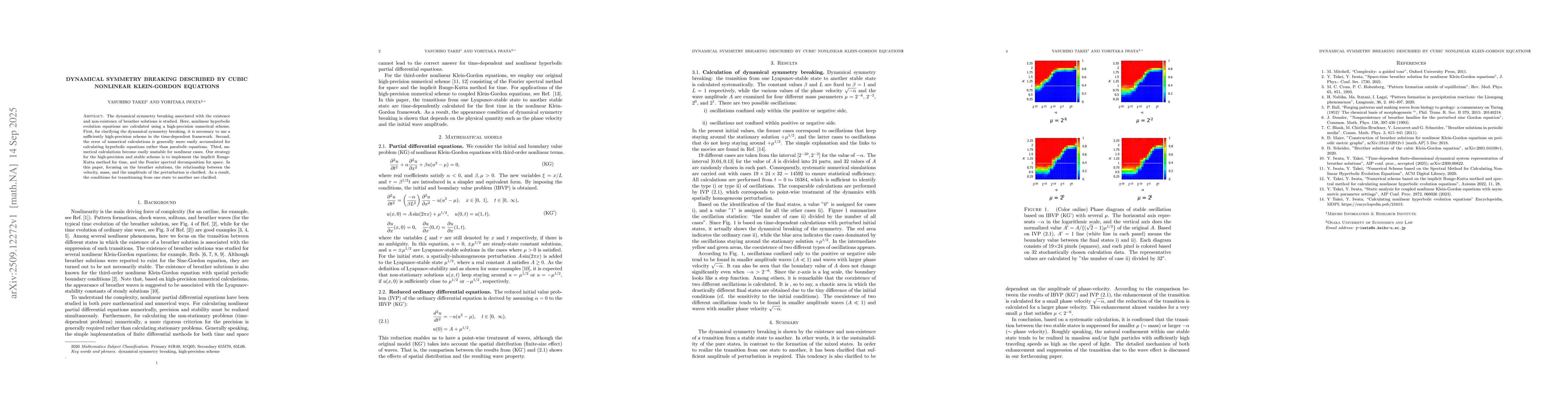 Thumbnail for Dynamical symmetry breaking described by cubic nonlinear Klein-Gordon
  equations