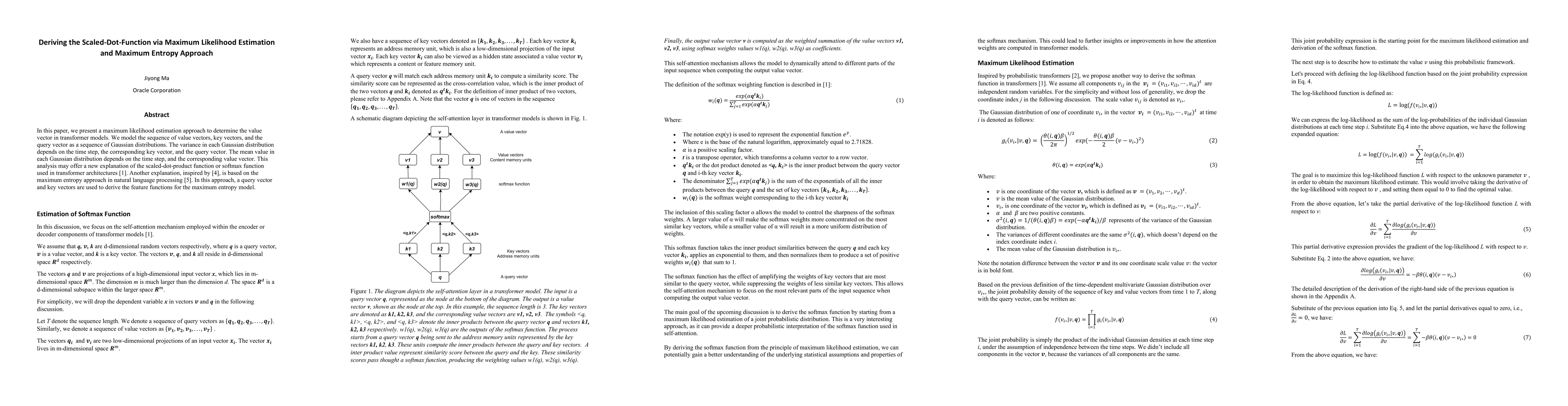 Thumbnail for Deriving the Scaled-Dot-Function via Maximum Likelihood Estimation and
  Maximum Entropy Approach