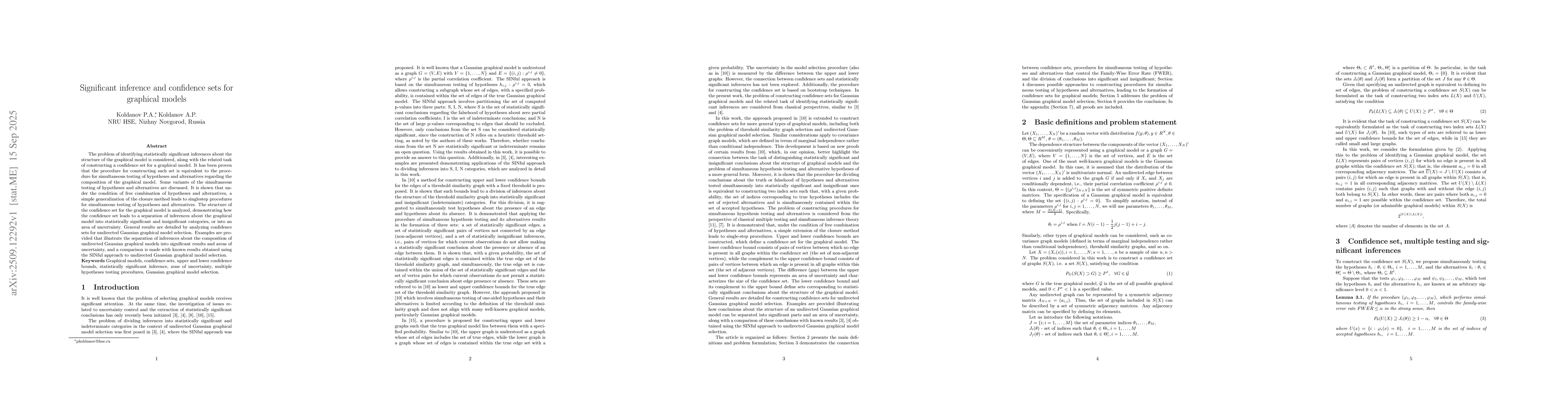 Thumbnail for Significant inference and confidence sets for graphical models