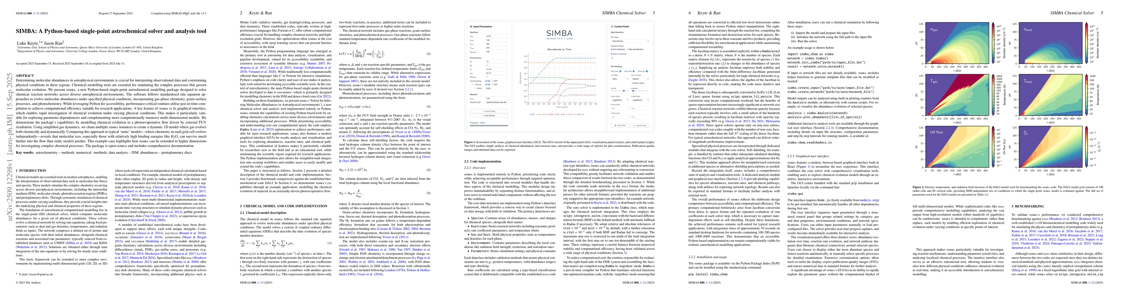 Thumbnail for SIMBA: A Python-based single-point astrochemical solver and analysis
  tool