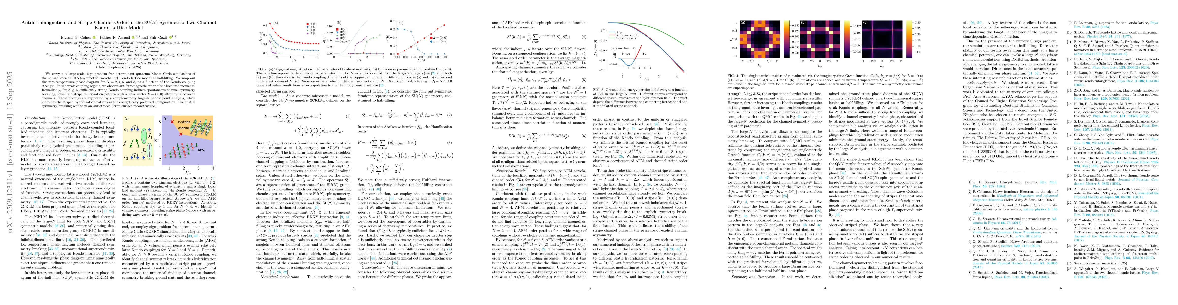 Thumbnail for Antiferromagnetism and Stripe Channel Order in the
  $\mathrm{SU}(N)$-Symmetric Two-Channel Kondo Lattice Model